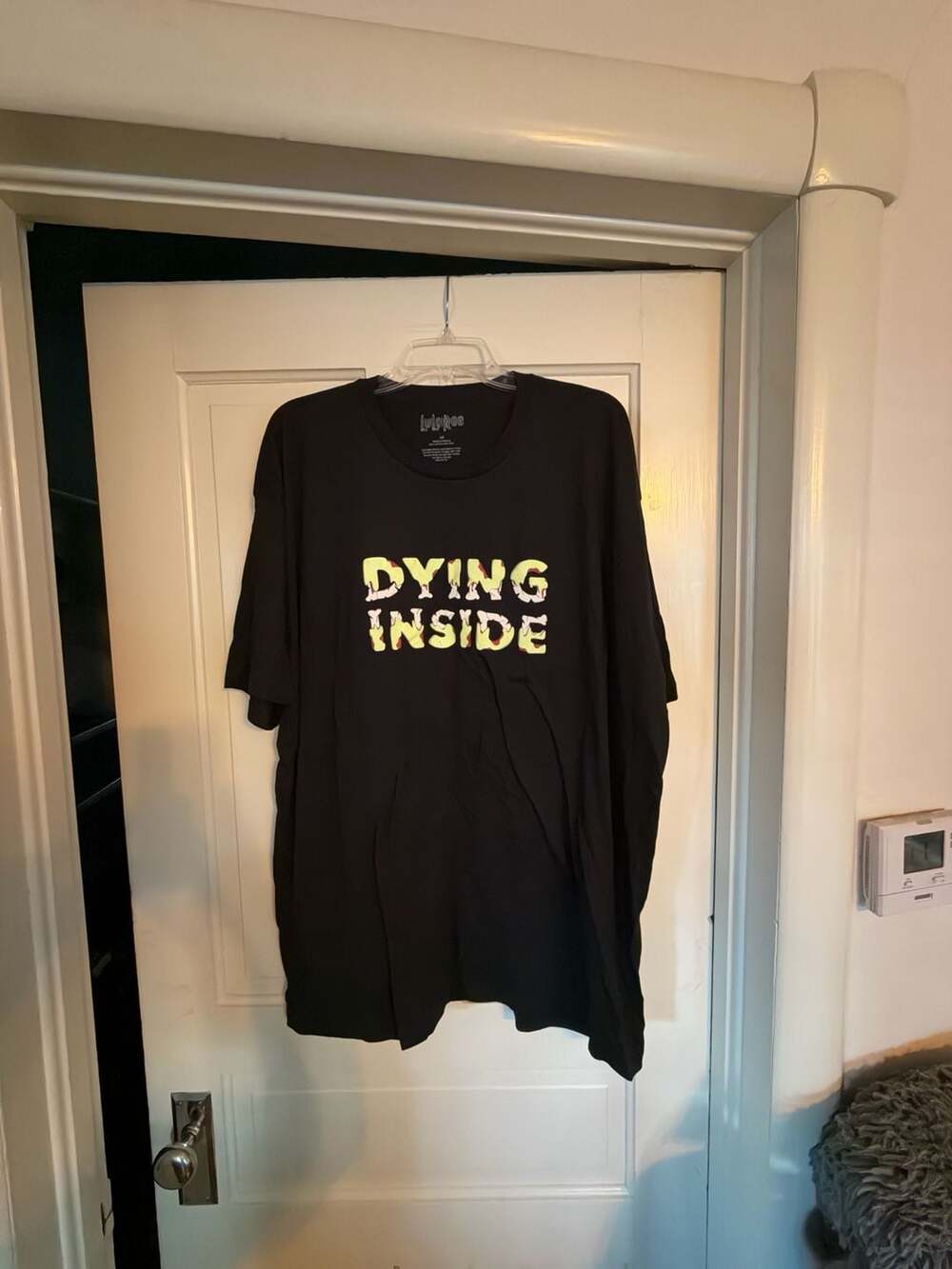 LuLaRoe Dying Inside T-Shirt Size 3X Black Graphic Tee